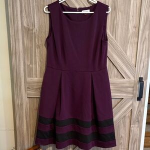 Calvin Klein Deep Purple and Black Midi Dress